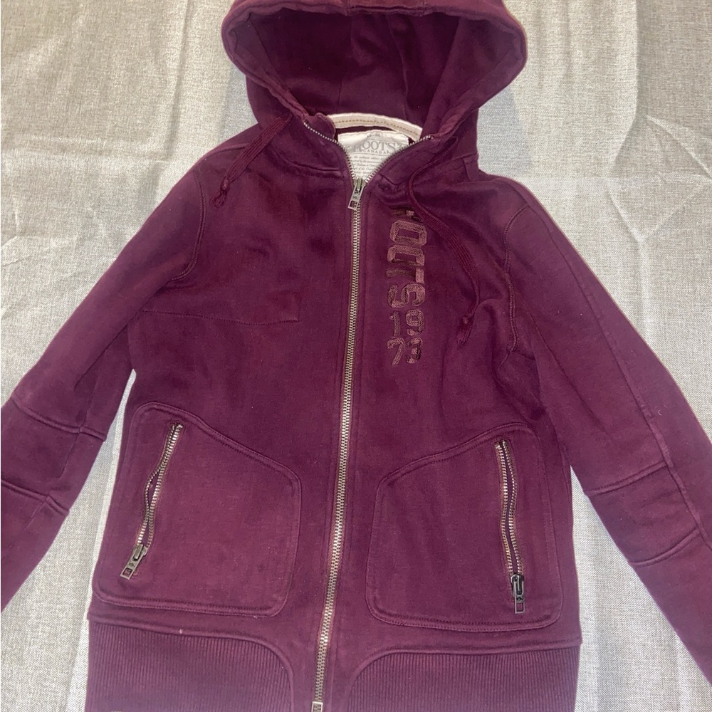 Roots  Burgundy Zip-Up Hoodie